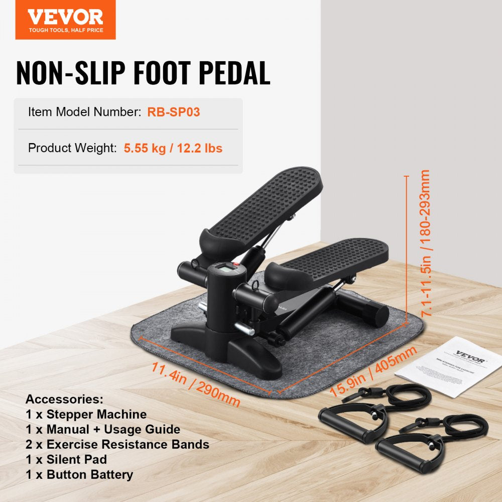 RB-SP03 - Mini Stepper with Resistance Bands and Digital Display