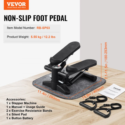 RB-SP03 - Mini Stepper with Resistance Bands and Digital Display