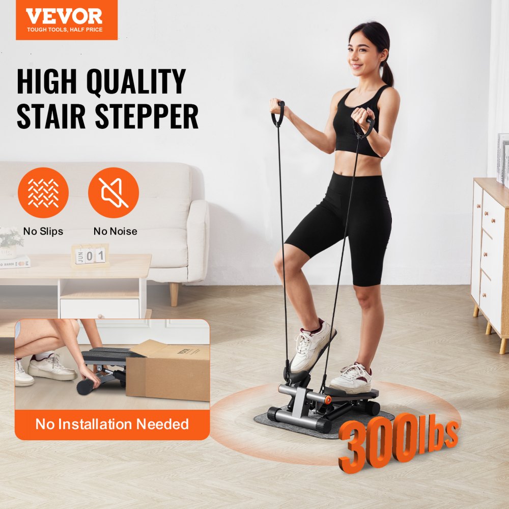 RB-SP04 - Hydraulic Mini Stepper with Resistance Bands for Home Workouts