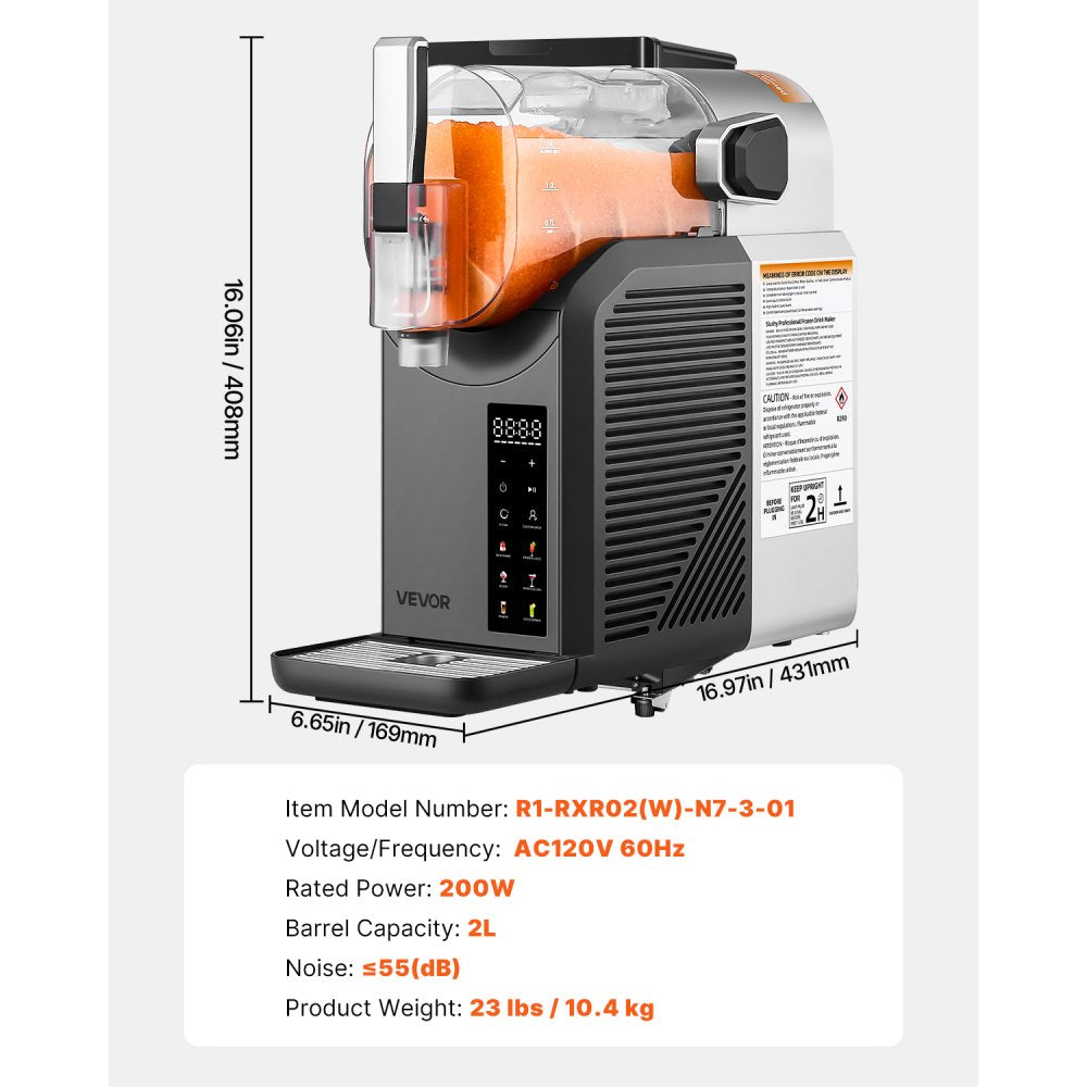 R1-RXR02(W)-N7-3-01 - 2L Slushy Maker with 6 Programs and Self-Cleaning