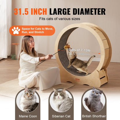 4.0 M - Large Wooden Cat Exercise Wheel with Silent Design & Easy Assembly