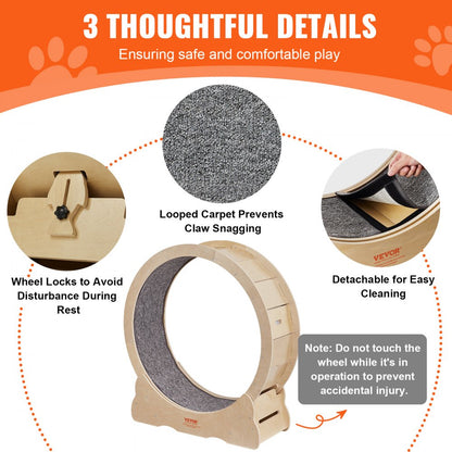 4.0 M - Large Wooden Cat Exercise Wheel with Silent Design & Easy Assembly