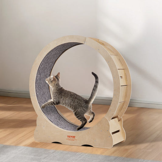 4.0 M - Large Wooden Cat Exercise Wheel with Silent Design & Easy Assembly