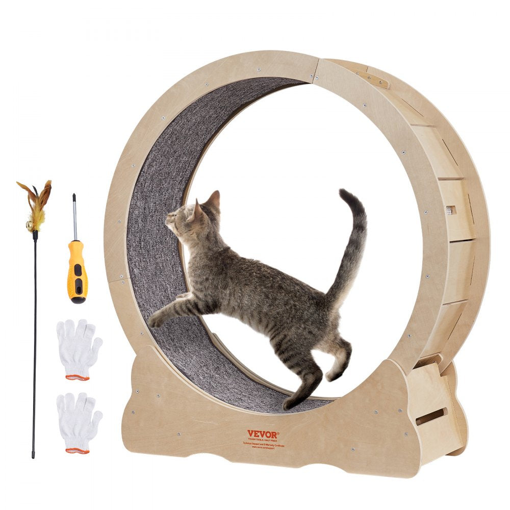 4.0 M - Large Wooden Cat Exercise Wheel with Silent Design & Easy Assembly