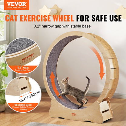 4.0 XXL - Durable Wooden Cat Exercise Wheel with 13.4" Wide Base