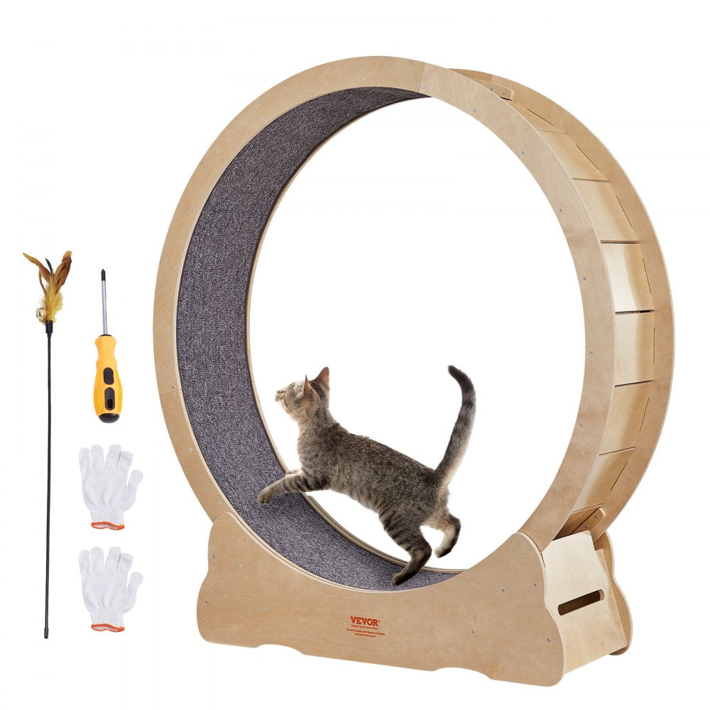 4.0 XXL - Durable Wooden Cat Exercise Wheel with 13.4" Wide Base