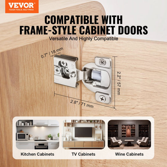 PHS24501-40 - Premium Stainless Steel Cabinet Door Hinges with 105° Angle