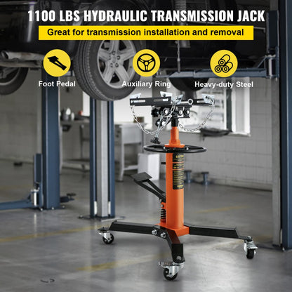 1100ORANGEJACK - 1100LBS Hydraulic Transmission Jack, 33.5"-67" Lift Range