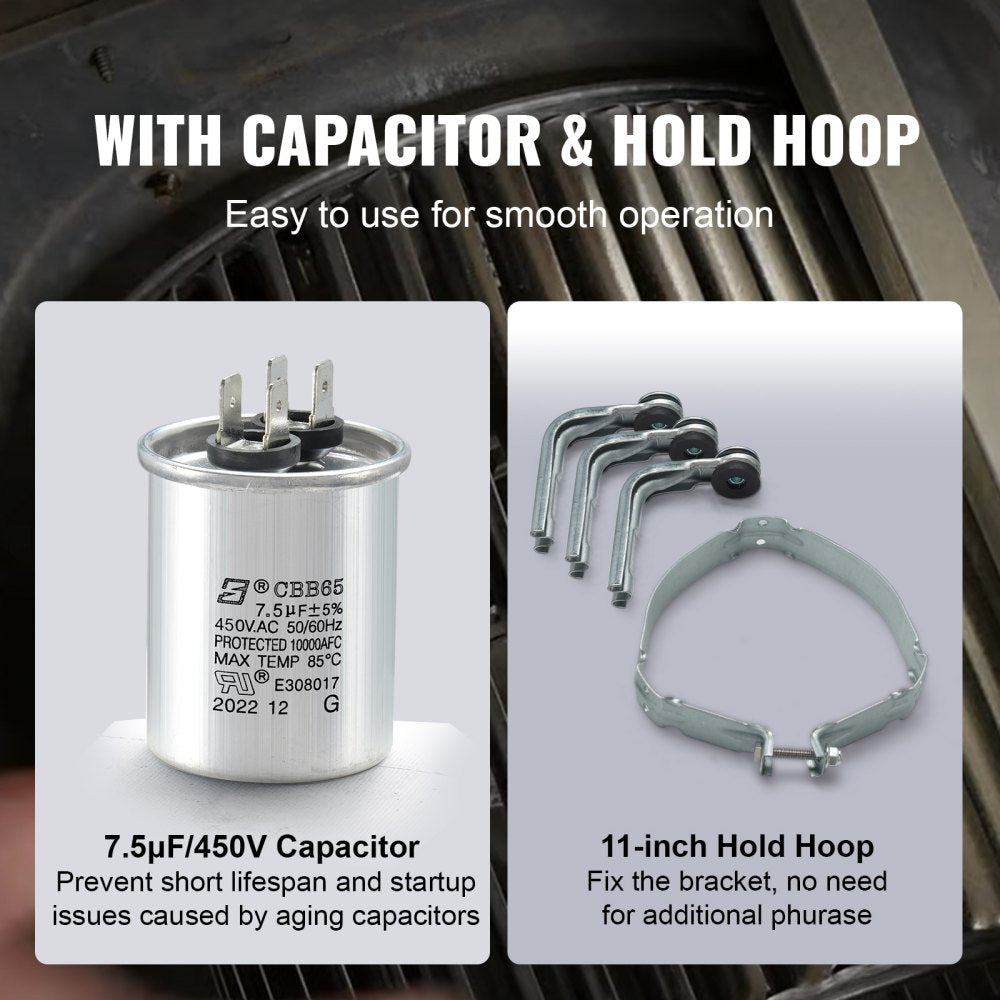 010774062575 - 1/2HP 48 Frame Blower Motor, 3.4" Shaft, CW/CCW Rotation