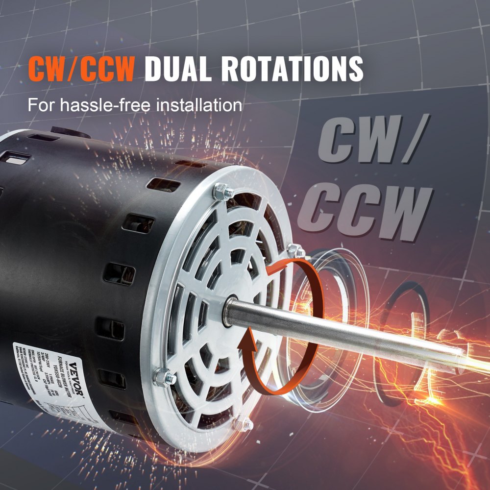 010838840811 - Durable 3/4HP Furnace Blower Motor with Dual Rotation & Accessories