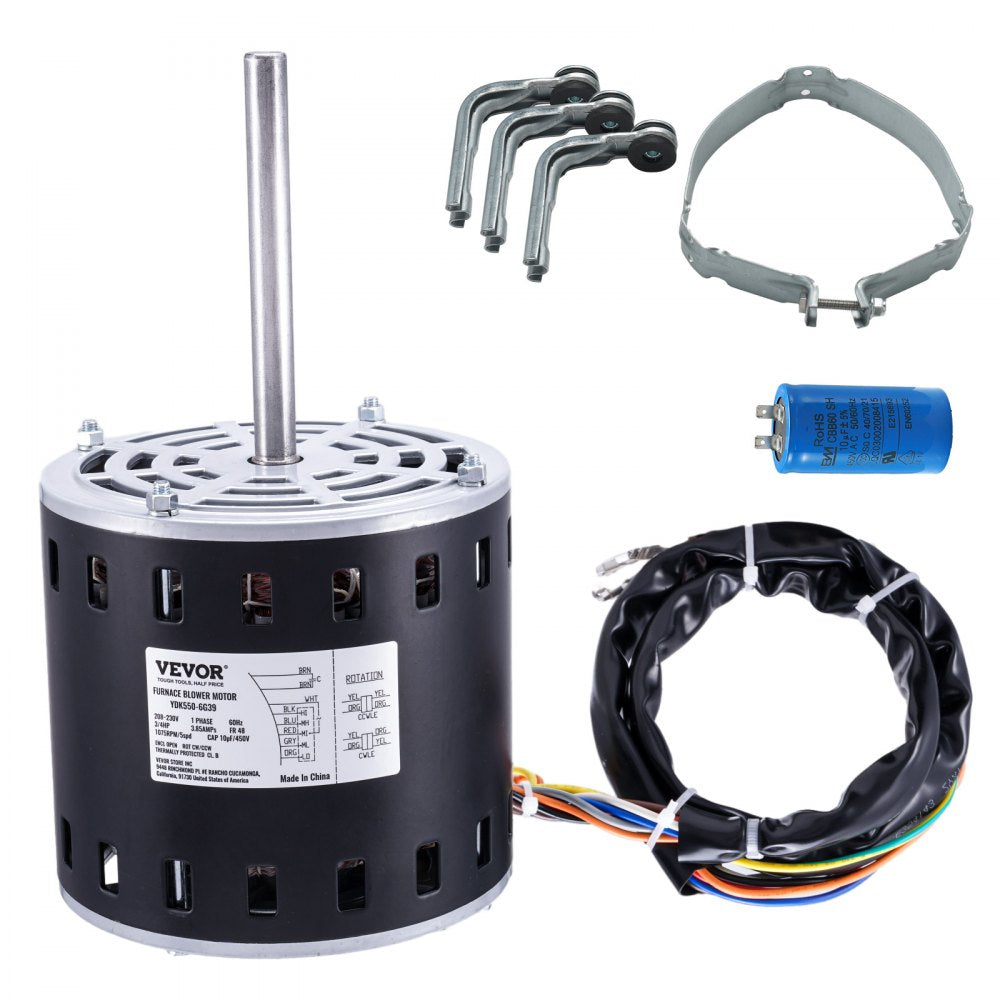 010838840811 - Durable 3/4HP Furnace Blower Motor with Dual Rotation & Accessories