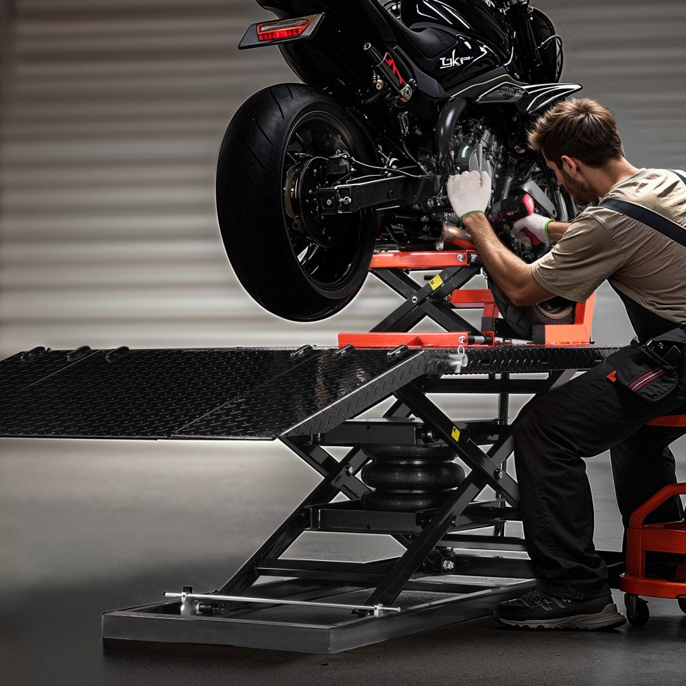 JL-M03804 - Adjustable Motorcycle Lift with Security Pin, 1500lb Capacity