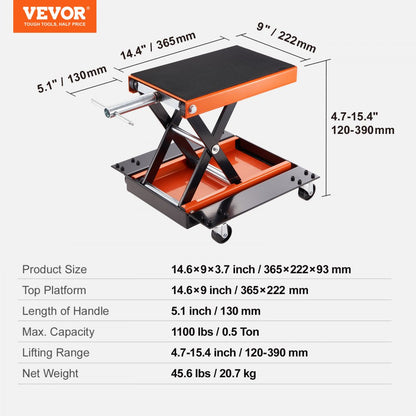 M110203 - 1100 lbs VEVOR Scissor Lift for Motorcycles & ATVs, Compact Design