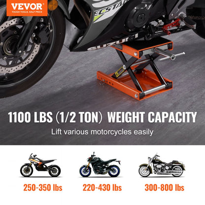 M110201 - 1100 LBS VEVOR Motorcycle Lift with Adjustable Height & Safety Pin