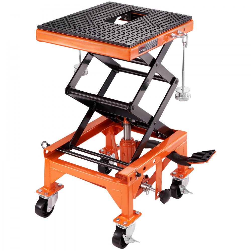 ZX0901-7B - 350lb VEVOR Hydraulic Motorcycle Lift Table with Rolling Wheels