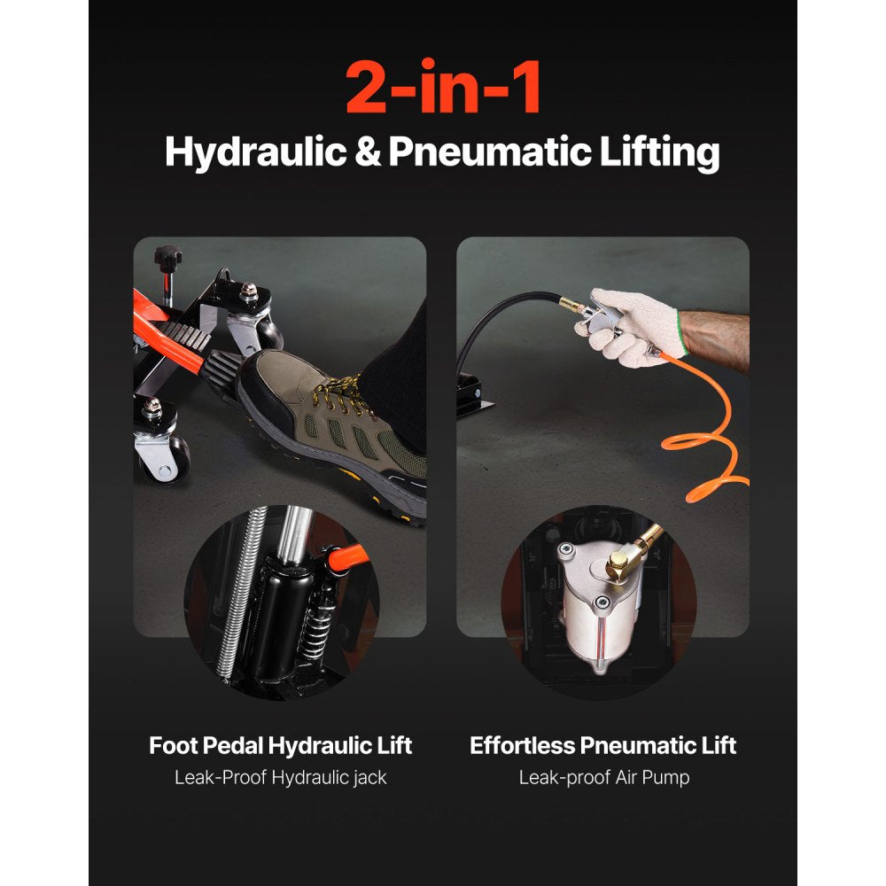 JL-M02304 - 1500 lb Motorcycle Lift with Dual Hydraulic System and Swivel Casters