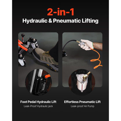 JL-M02304 - 1500 lb Motorcycle Lift with Dual Hydraulic System and Swivel Casters