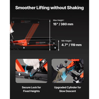 JL-M02304 - 1500 lb Motorcycle Lift with Dual Hydraulic System and Swivel Casters