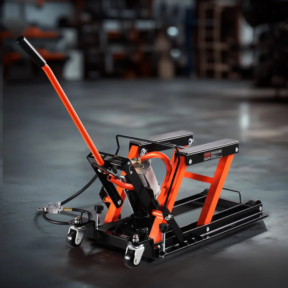 JL-M02304 - 1500 lb Motorcycle Lift with Dual Hydraulic System and Swivel Casters
