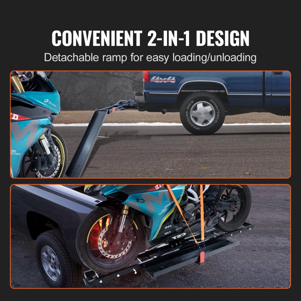 TD-1004-03 - Heavy-Duty 600 lbs Steel Motorcycle Carrier with Ramp
