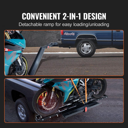 TD-1004-03 - Heavy-Duty 600 lbs Steel Motorcycle Carrier with Ramp
