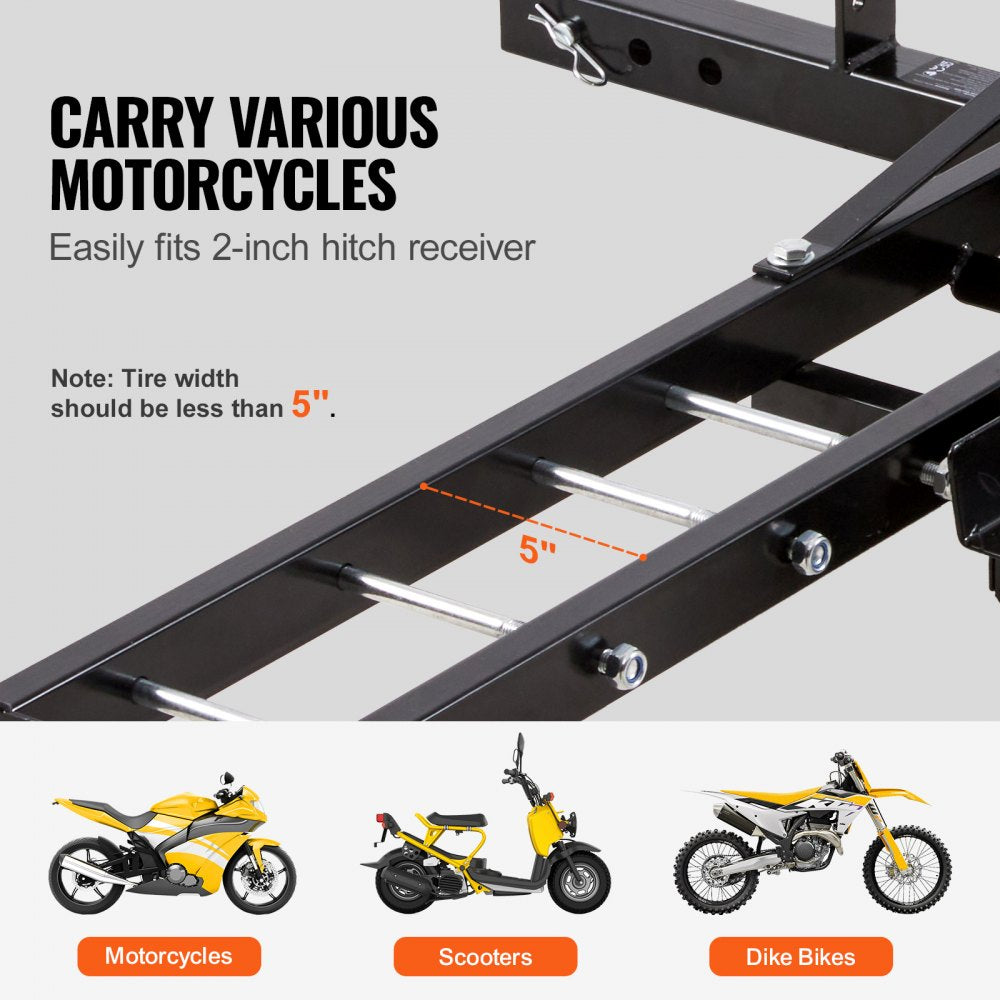 TD-1004-03 - Heavy-Duty 600 lbs Steel Motorcycle Carrier with Ramp
