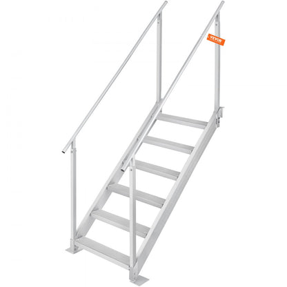 010297312485 - Durable 6-Step Aluminum Dock Ladder with Dual Handrails