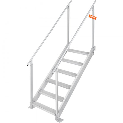 010297312485 - Durable 6-Step Aluminum Dock Ladder with Dual Handrails