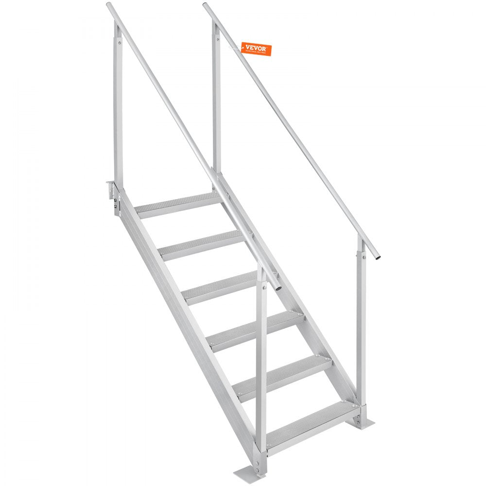 010297312485 - Durable 6-Step Aluminum Dock Ladder with Dual Handrails