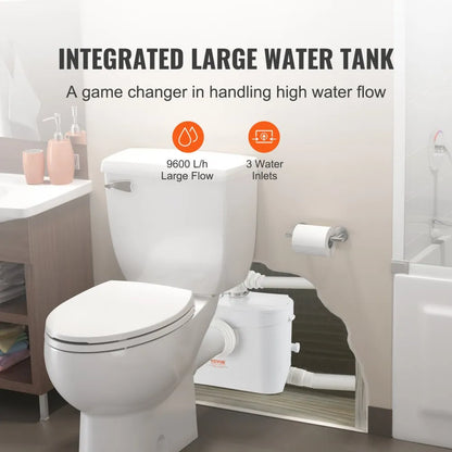 FLO700 - 700W VEVOR Macerator Pump, 32.8ft Lift, 9600 L/h Flow Rate