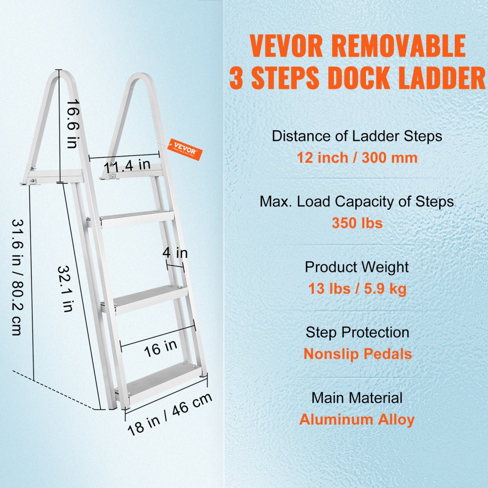 010292251737 - 3-Step Aluminum Dock Ladder for Safe & Easy Water Access