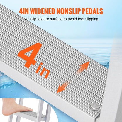 010564086420 - 5-Step Aluminum Dock Ladder with Nonslip Rubber Mats
