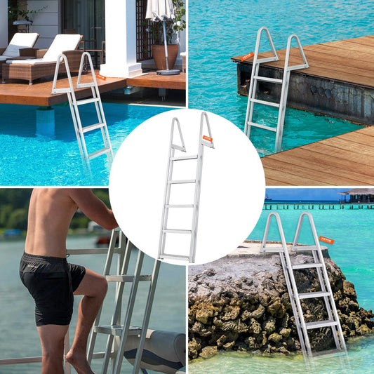 010564086420 - 5-Step Aluminum Dock Ladder with Nonslip Rubber Mats