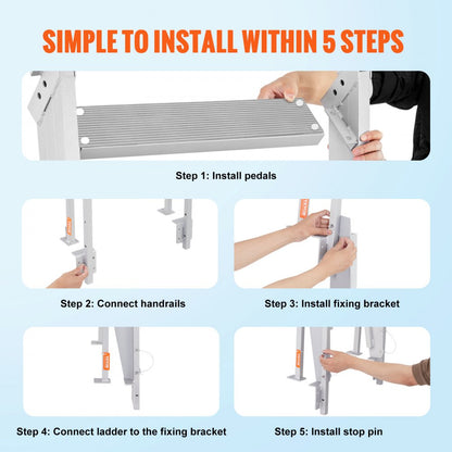 010763280022 - Aluminum 5-Step Dock Ladder, 350 lbs Load Capacity