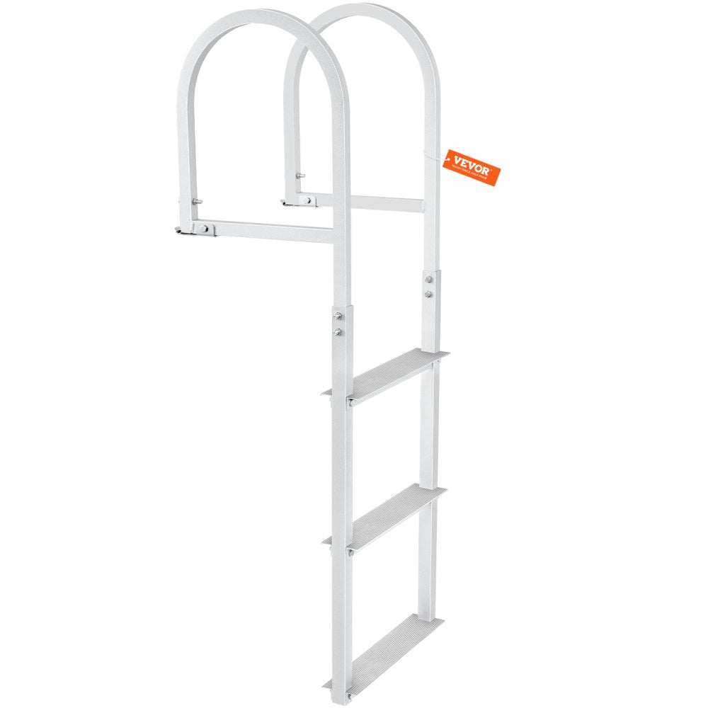 010418777816 - Lightweight 3-Step Aluminum Dock Ladder with Non-Slip Pedals