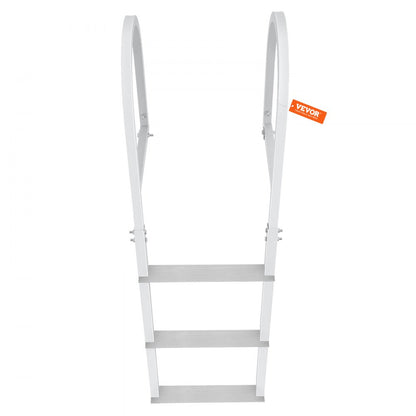 010418777816 - Lightweight 3-Step Aluminum Dock Ladder with Non-Slip Pedals