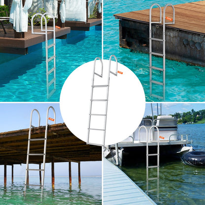 010377509052 - 5-Step Aluminum Dock Ladder with Non-Slip Mats