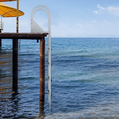 010863887760 - 5-Step Aluminum Dock Ladder, 350 lbs Capacity, Flip-Up Design