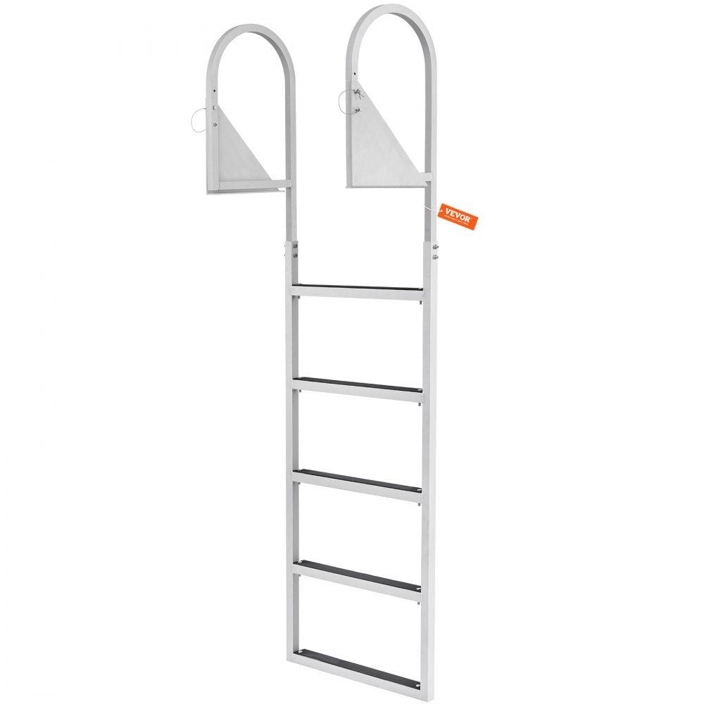 010863887760 - 5-Step Aluminum Dock Ladder, 350 lbs Capacity, Flip-Up Design