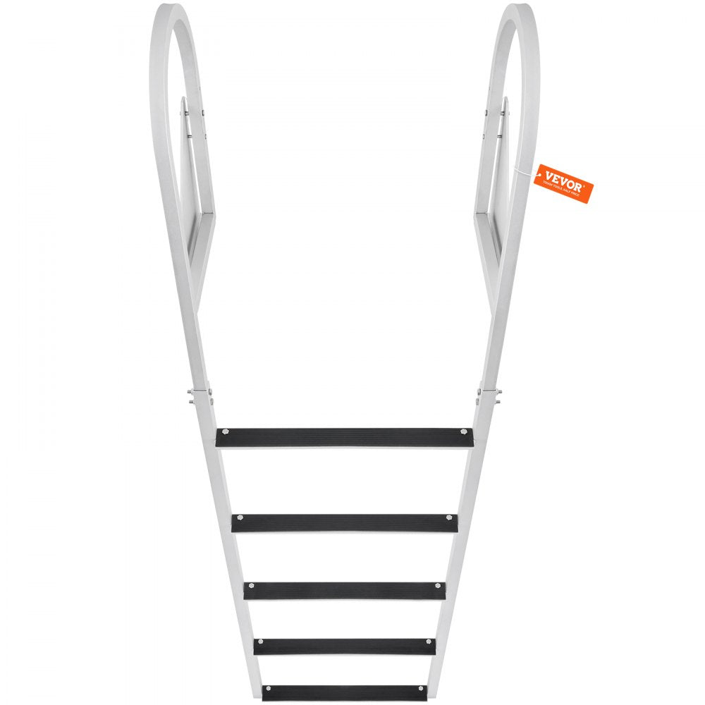 010863887760 - 5-Step Aluminum Dock Ladder, 350 lbs Capacity, Flip-Up Design