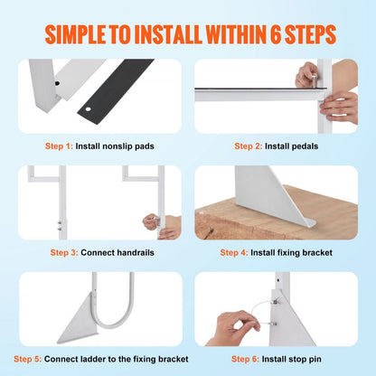 010116585752 - 3-Step Aluminum Dock Ladder with Flip-Up Design, 350 lbs Capacity
