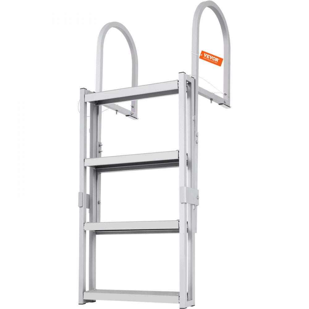 010453898902 - VEVOR 4-Step Retractable Aluminum Dock Ladder, 36-48 Inch Adjustable