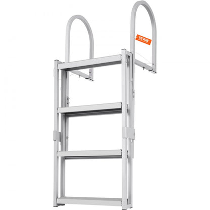 010453898902 - VEVOR 4-Step Retractable Aluminum Dock Ladder, 36-48 Inch Adjustable