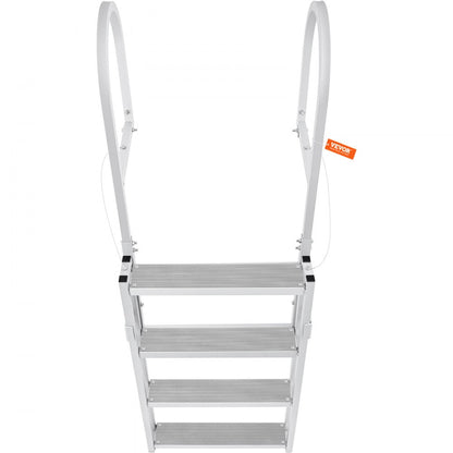 010453898902 - VEVOR 4-Step Retractable Aluminum Dock Ladder, 36-48 Inch Adjustable