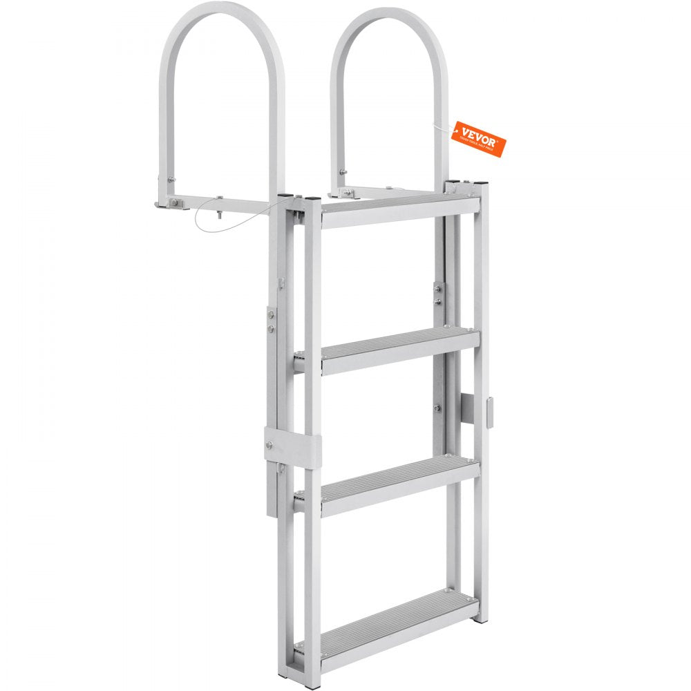 010453898902 - VEVOR 4-Step Retractable Aluminum Dock Ladder, 36-48 Inch Adjustable