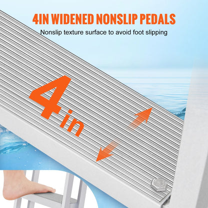 010760662237 - 5-Step Adjustable Dock Ladder: 66.9"-78.9" Aluminum, Non-Slip Steps