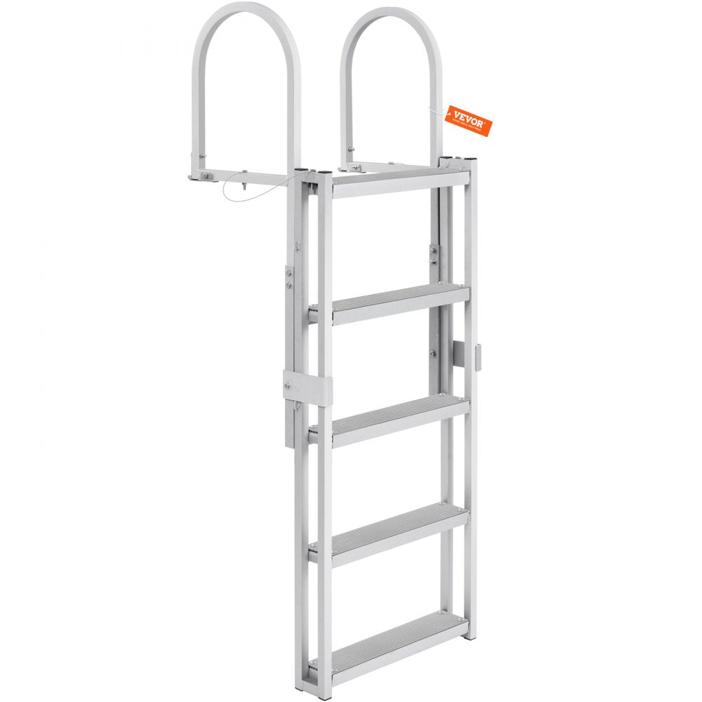010760662237 - 5-Step Adjustable Dock Ladder: 66.9"-78.9" Aluminum, Non-Slip Steps