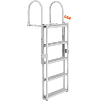 010760662237 - 5-Step Adjustable Dock Ladder: 66.9"-78.9" Aluminum, Non-Slip Steps