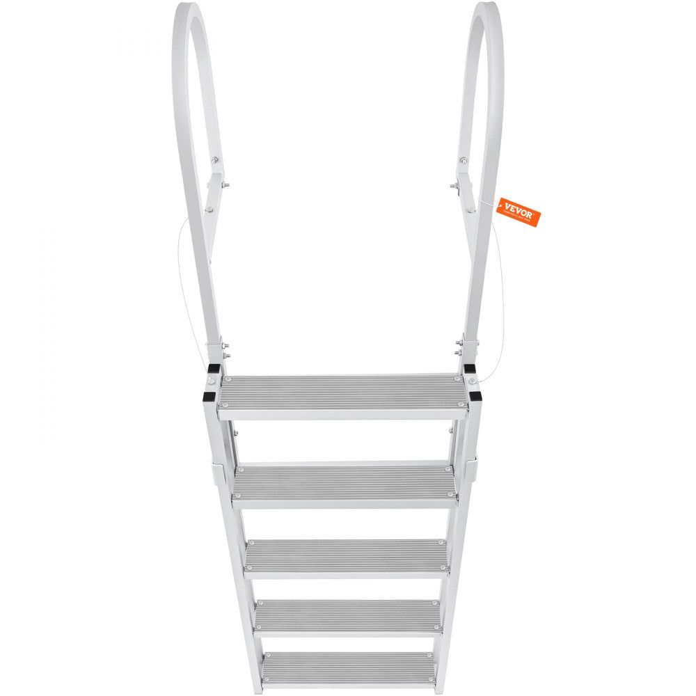 010760662237 - 5-Step Adjustable Dock Ladder: 66.9"-78.9" Aluminum, Non-Slip Steps