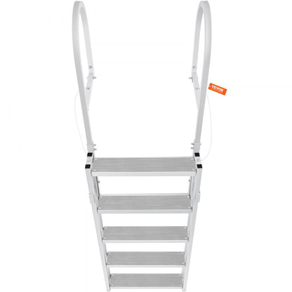 010760662237 - 5-Step Adjustable Dock Ladder: 66.9"-78.9" Aluminum, Non-Slip Steps
